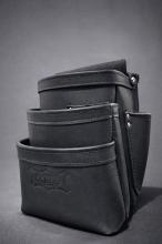 コンピ革黒色3段腰袋　TKB-301DDSP